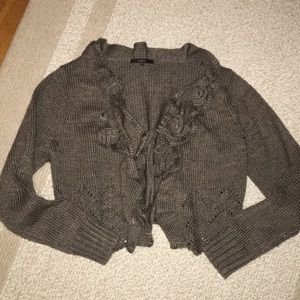 Cropped front tie cardigan